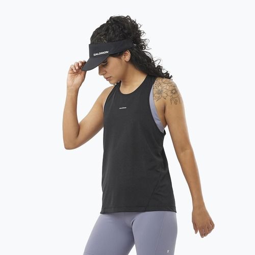 Tank top de alergare pentru femei Salomon SHAKEout Core Tank deep black