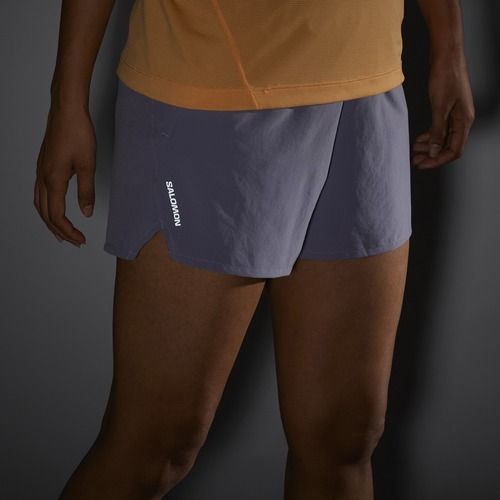 Pantaloni scurți de alergare pentru femei Salomon SHAKEout Core 4" blue granite