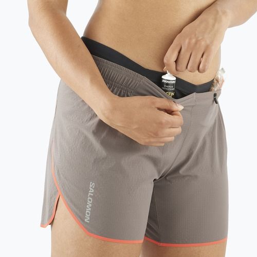 Pantaloni scurți de alergare pentru femei Salomon Sense Aero 5" iron/neon flame