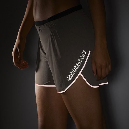 Pantaloni scurți de alergare pentru femei Salomon Sense Aero 5" iron/neon flame