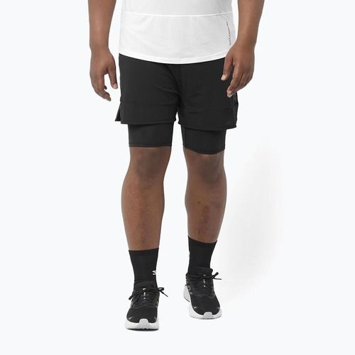 Pantaloni scurți de alergare pentru bărbați Salomon Sense 2IN1 deep black