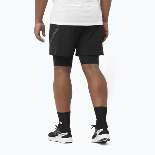Pantaloni scurți de alergare pentru bărbați Salomon Sense 2IN1 deep black