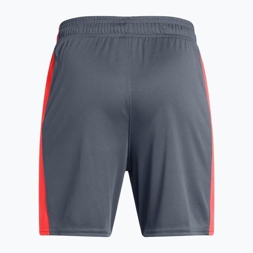 Pantaloni scurți de fotbal pentru copii Under Armour Challenger Knit downpour gray / fire / white