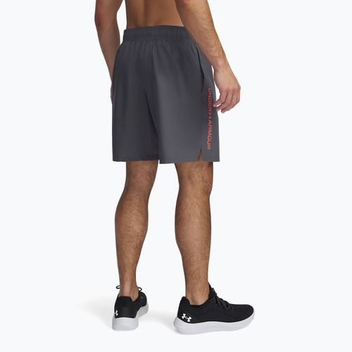 Pantaloni scurți de antrenament pentru bărbați Under Armour Woven Wordmark castlerock/fire