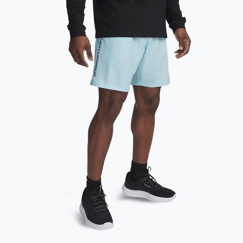Pantaloni scurți de antrenament pentru bărbați Under Armour Woven Wordmark stream/black