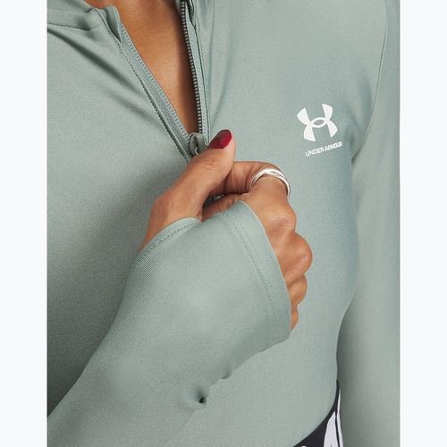 Top de antrenament pentru femei Under Armour Heat Gear Rib 1/4 Zip silica green/silica green/white