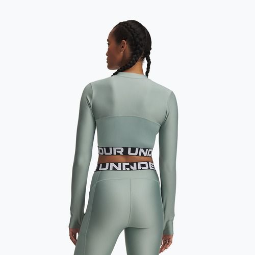 Top de antrenament pentru femei Under Armour Heat Gear Rib 1/4 Zip silica green/silica green/white