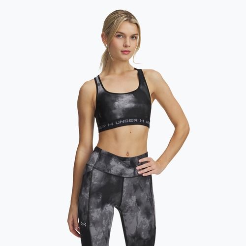 Sutien de antrenament Under Armour Crossback Mid Print black/titan gray/titan gray
