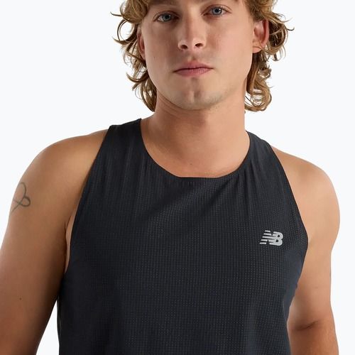 Bărbați New Balance Race Day Ultra Light Singlet negru alergare rezervor top