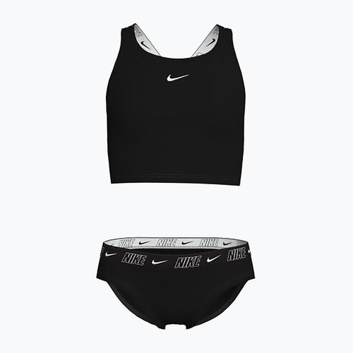 Costum de baie din două piese pentru copii Nike Logo Tape Crossback Midkini black