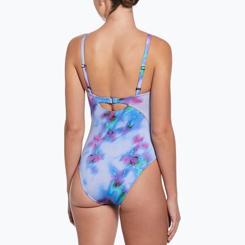 Costum de baie dintr-o piesă pentru femei Nike Floral Blur V-Neck hydrangeas