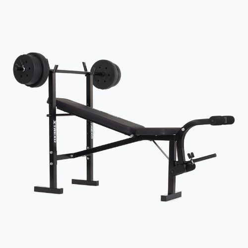 Bancă de antrenament  XTREXO BenchFit Lite cu suport și bară neagră