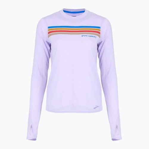 Tricou de alergare pentru femei Brooks Distance Graphic LS heather violet dash/stripe