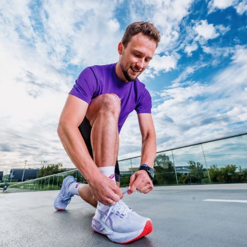 Încălțăminte de alergare pentru bărbați ASICS Novablast 5 Tokyo blue fade/edo purple