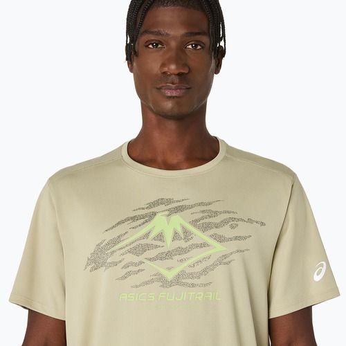 Tricou de alergare pentru bărbați ASICS Fujitrail Logo SS khaki