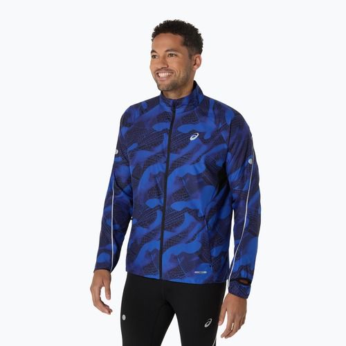Geacă de alergare pentru bărbați ASICS Road Lite-Show Packable performance black/dark cobalt