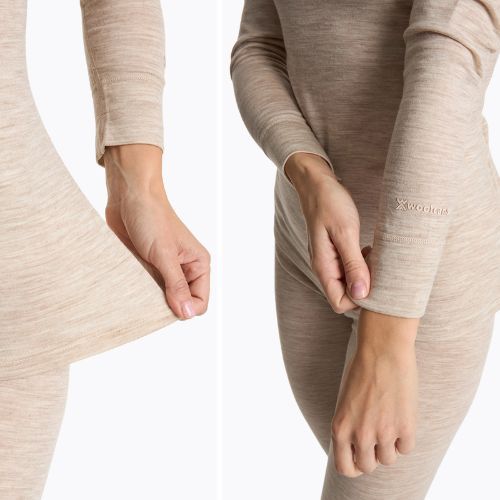 Set de lenjerie termică pentru femei WOOLCANO Merino 100% SET0543 bej