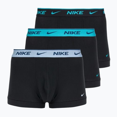 Boxeri pentru bărbați Nike Everyday Cotton Stretch Trunk 3 perechi black light amry blue/dusty cactus/black waistband