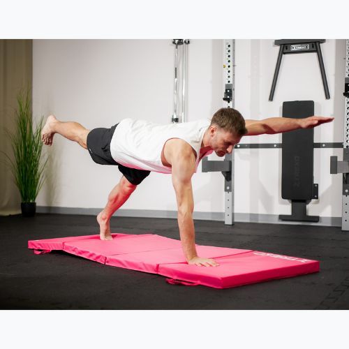 Saltea de gimnastică TREXO pliabilă 195 x 80 x 5 cm roz