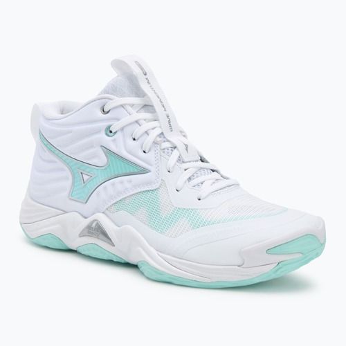 Încălțăminte de volei pentru femei  Mizuno Wave Momentum Elite Mid white/blue tint