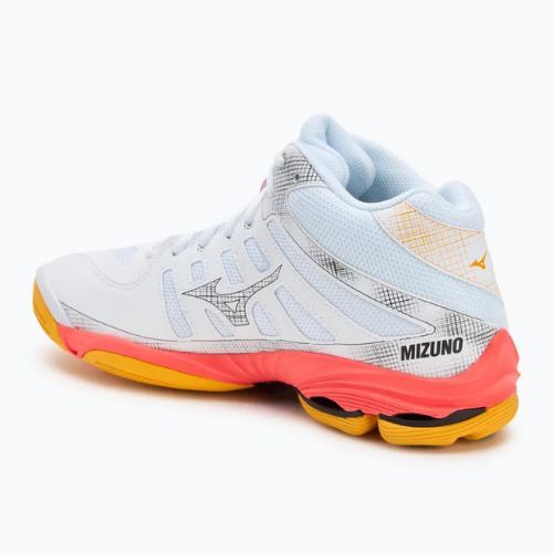 Încălțăminte de volei Mizuno Wave Voltage 2 Mid white/fiery coral 2/citrus