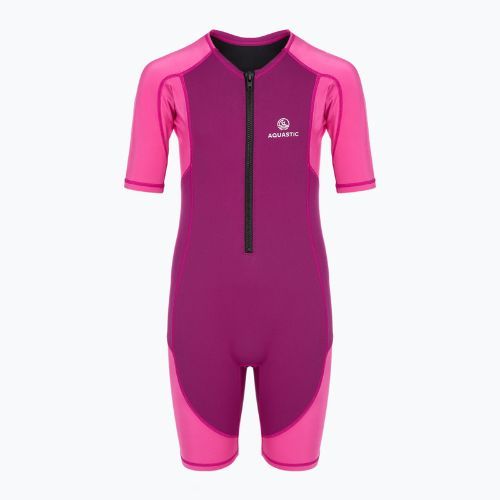 Costum de surfing pentru copii AQUASTIC surfing din neoren 1.5 mm WAVEY roz