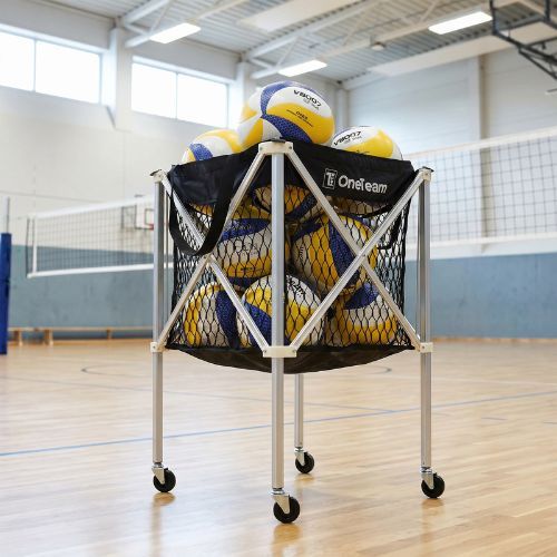 Cărucior pentru mingi de volei OneTeam Black slot