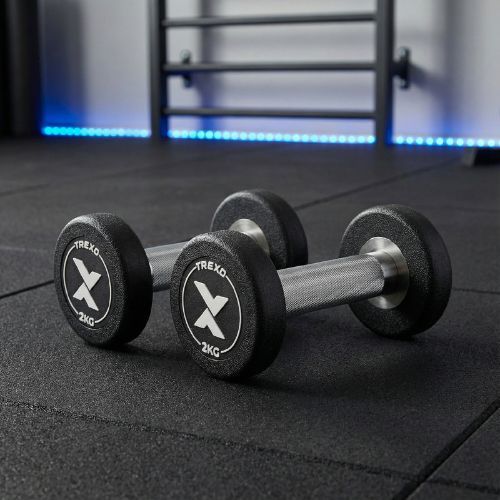 Gantera din fontă cauciucată XTREXO Pro 2 kg black