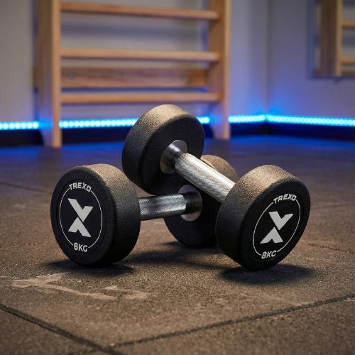 Gantera din fontă cauciucată XTREXO Pro 8 kg black