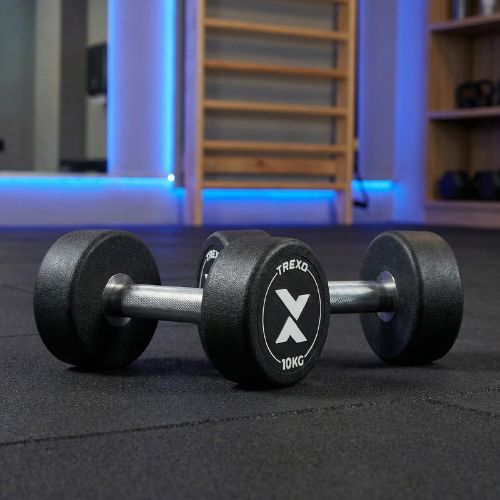 Gantera din fontă cauciucată XTREXO Pro 10 kg black