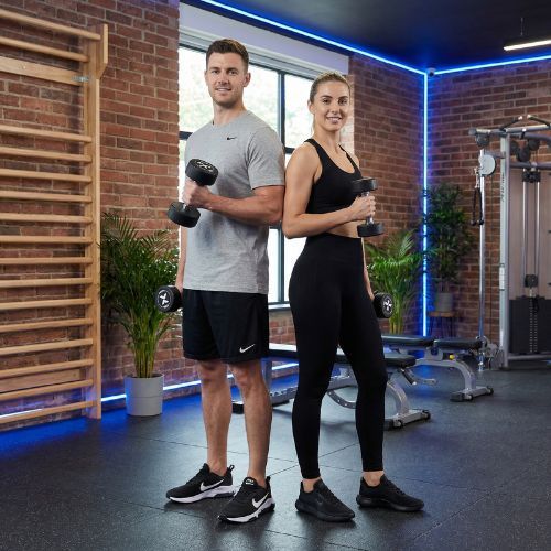 Gantera din fontă cauciucată XTREXO Pro 10 kg black