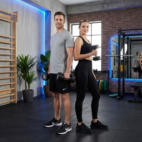 Gantera din fontă cauciucată XTREXO Pro 12 kg black