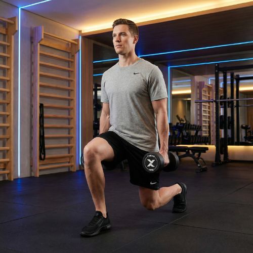 Gantera din fontă cauciucată XTREXO Pro 16 kg black