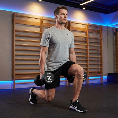 Gantera din fontă cauciucată XTREXO Pro 20 kg black