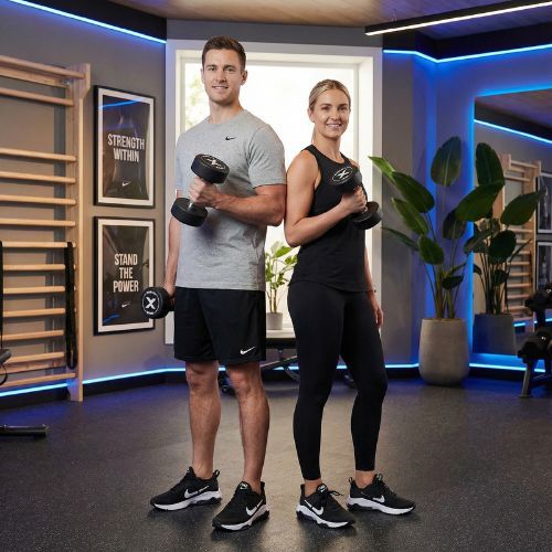 Gantera din fontă cauciucată XTREXO Pro 20 kg black