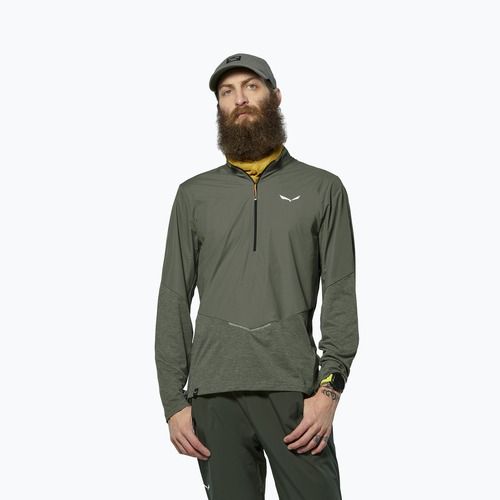 Longsleeve pentru brăbați Salewa Pedroc Dry Wind Half Zip Tee faded green