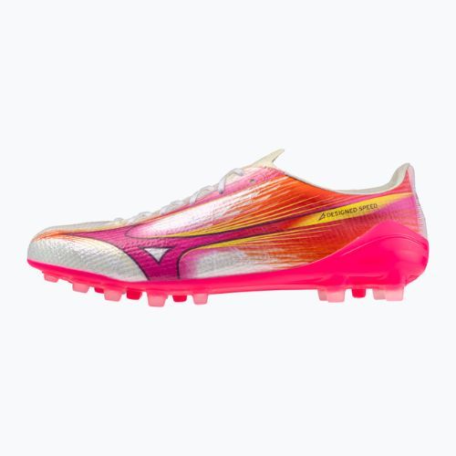 Încălțăminte de fotbal Mizuno Alfa III Elite AG white/fuchsia purple
