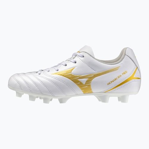 Încălțăminte de fotbal pentru copii Mizuno Monarcida Neo III Select FG white/mp gold