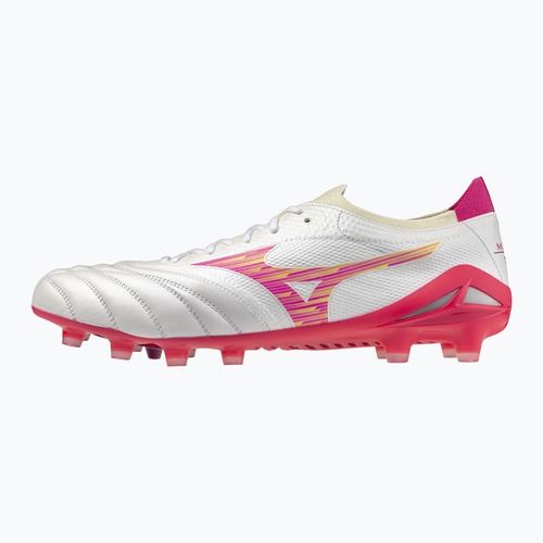 Încălțăminte de fotbal Mizuno Morelia Neo IV Beta Elite FG white/pink tetra/fuchsia purple