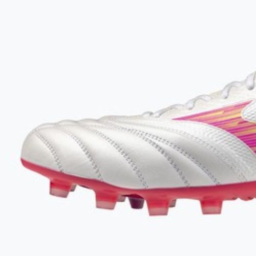 Încălțăminte de fotbal Mizuno Morelia Neo IV Beta Elite FG white/pink tetra/fuchsia purple