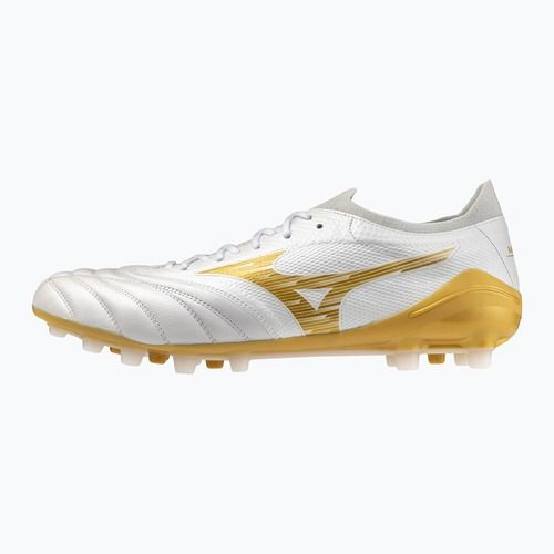 Încălțăminte de fotbal Mizuno Morelia Neo IV Beta Elite AG white/mp gold/cool gray 3c