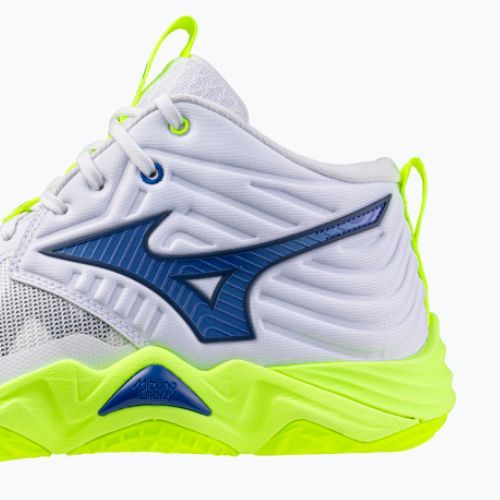 Încălțăminte de volei Mizuno Wave Momentum Elite Mid white/lightning yellow/dazzling blue