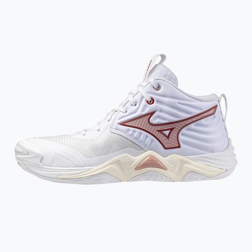 Încălțăminte de volei pentru femei Mizuno Wave Momentum Elite Mid white/rose elegance/lava falls