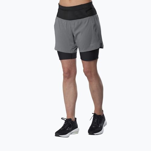 Pantaloni scurți de alergare pentru femei Mizuno Trail Multipocket 2in1 lava smoke