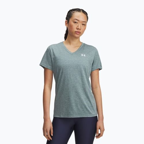 Tricou de antrenament pentru femei Under Armour Tech V-Twist jasper blue/white