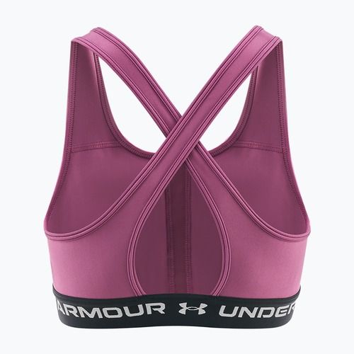 Sutien de antrenament Under Armour Crossback Mid fuchsia dusk/black/white