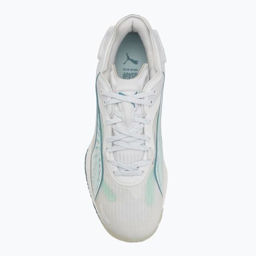Încălțăminte de handbal pentru femei PUMA Accelerate Nitro SQD 4 Game On puma white/baltic sea blue/fresh water