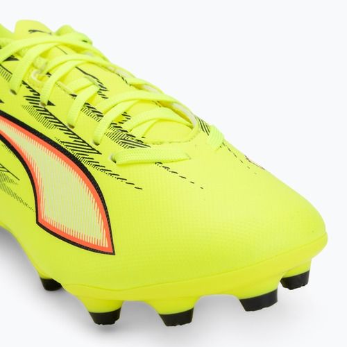 Încălțăminte de fotbal pentru copii PUMA Ultra 6 Play FG/AG Jr yellow alert/puma black/glowing red/lime squeeze