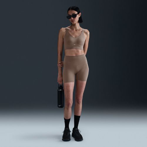 Sutien de antrenament Nike Alate Medium Support Longline mink brown/white