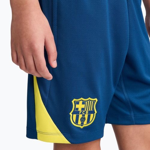 Pantaloni scurți de fotbal pentru copii Nike FC Barcelona Strike SE Jr gym blue/opti yellow/opti yellow